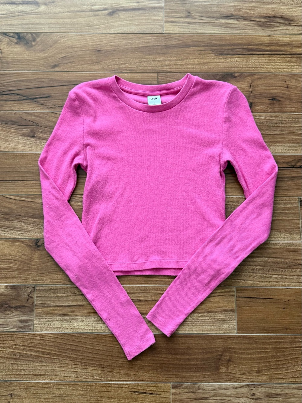 Tna Bright Pink Ribbed Long Sleeve Size Small